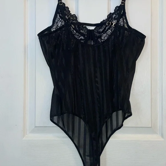 Black Lace Sheer Bodysuit - Picture 2 of 5